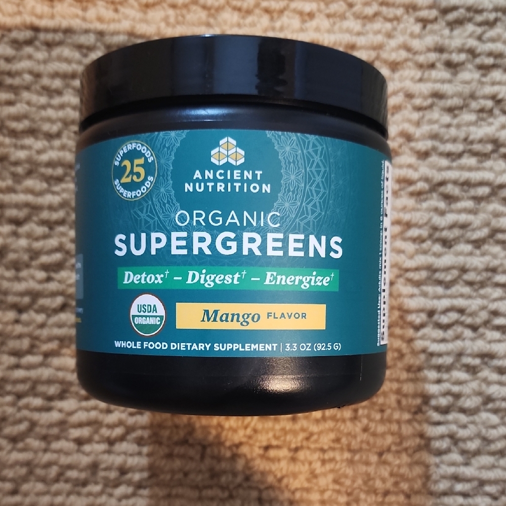 Ancient Nutrition Organic Supergreens Mango New Sealed